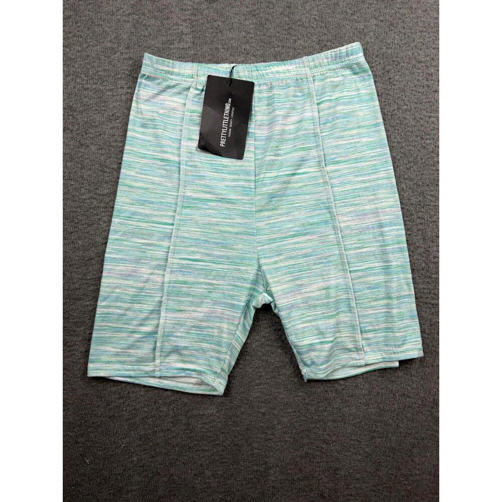PrettyLittleThing Women's Casual Shorts Light Green Striped Size 6